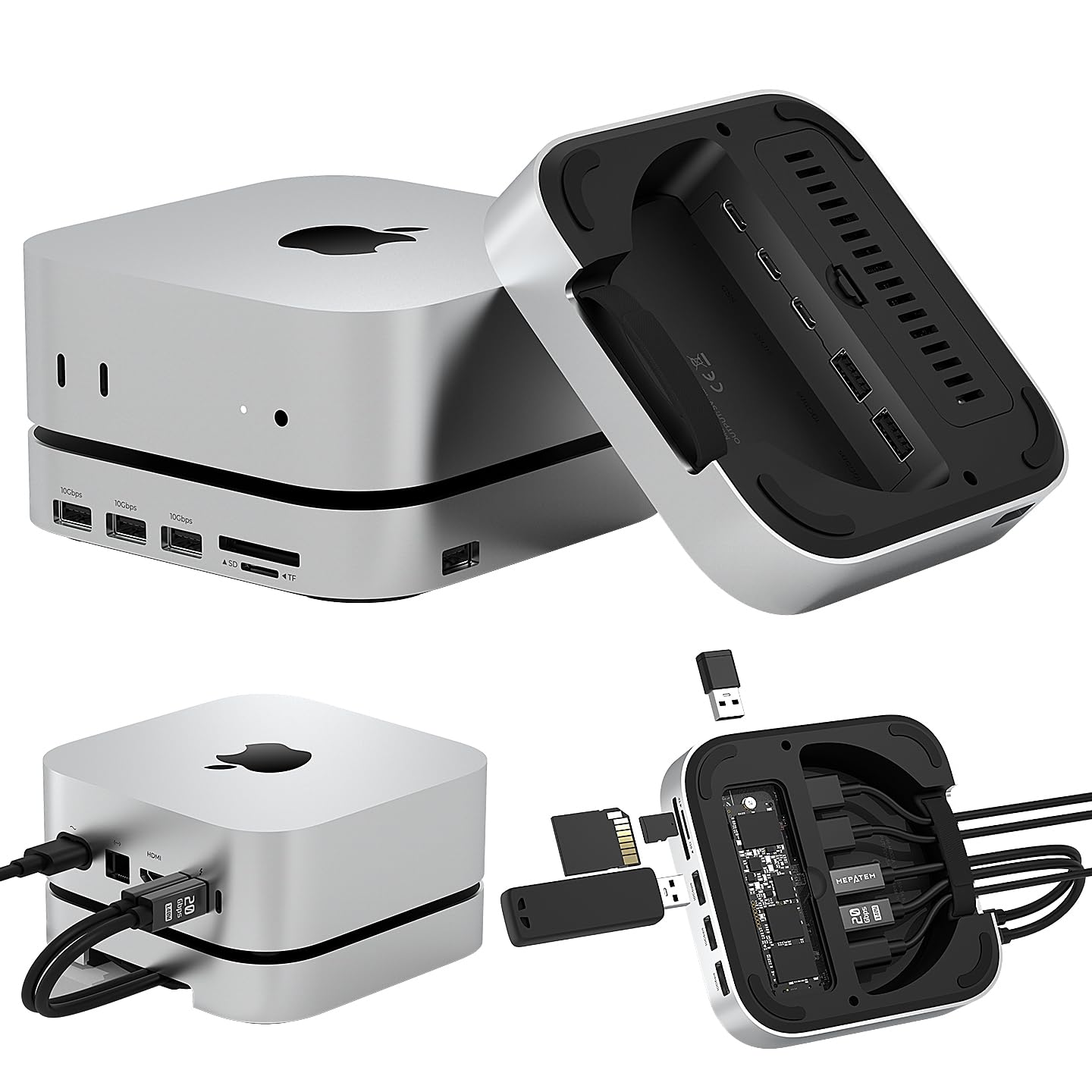 Mac mini M4 Dual Channel Dock & Desk Mount with 4TB M.2 NVMe SSD